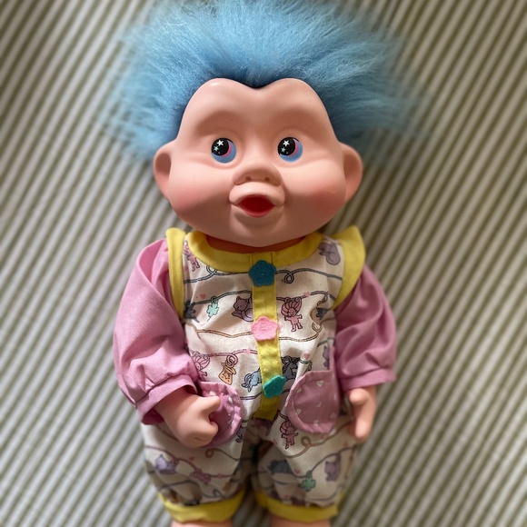 1991 Magic Troll Doll 12 inch Blue Hair - Picture 1 of 5